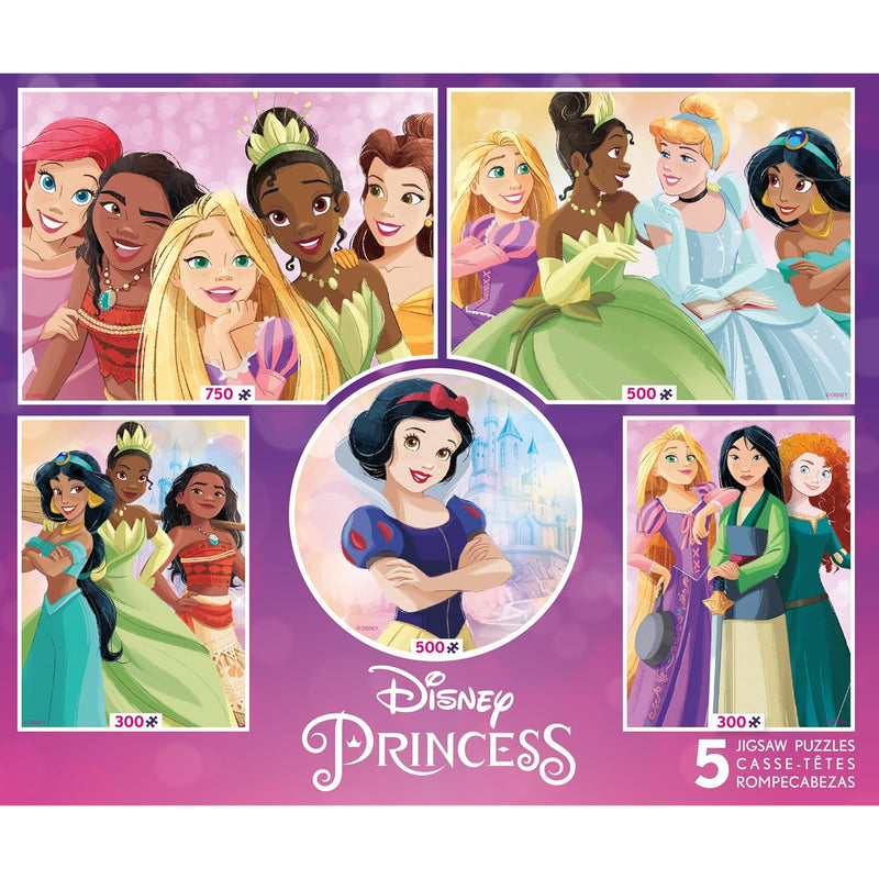 Ceaco - 5 in 1 Multipack - Disney Princess - (2) 300 Piece, (2) 500 Piece,
