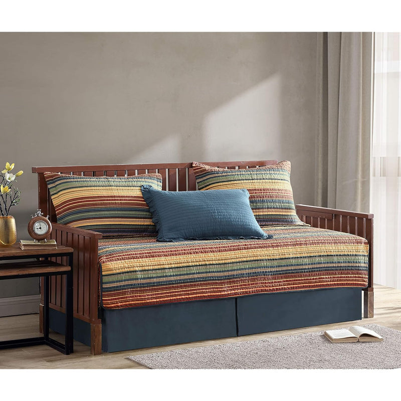 Avery 5-Piece Multi-Color Striped 100% Washed Cotton Quilt Set, Daybed Size