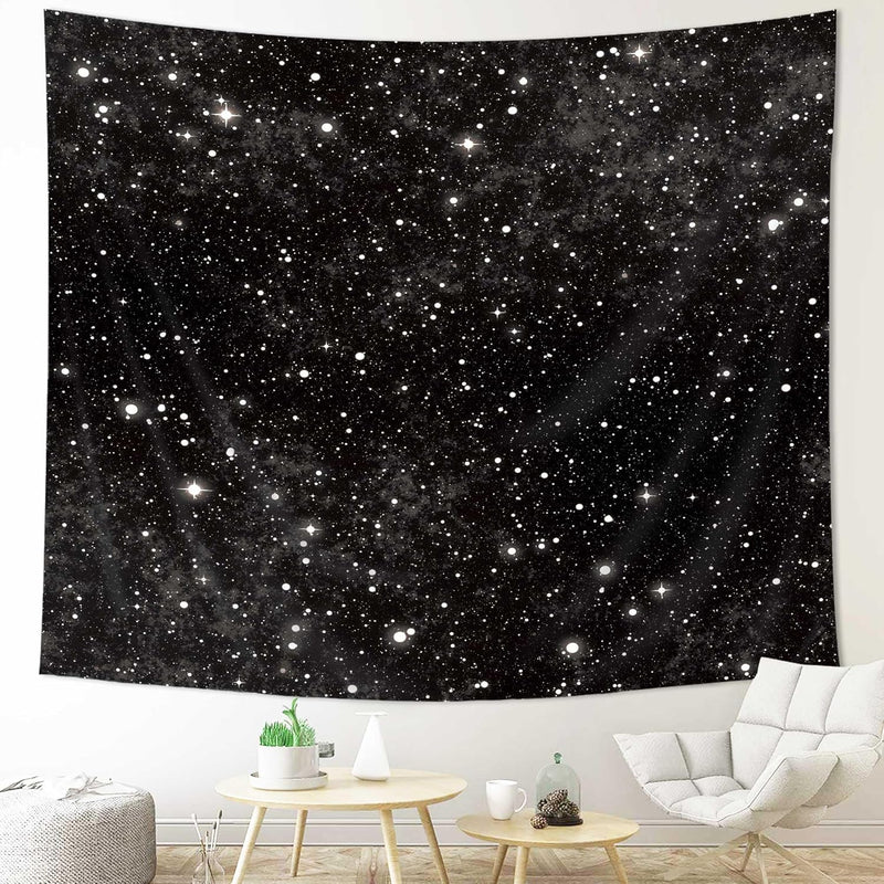 Night Sky Stars Tapestry 78Wx59H Inches Black Starry Shining Galaxy Universe S