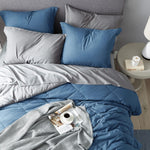 Blue Comforter Set Queen - 7 Pieces Reversible Blue Bed In A Bag With Comforters, Sheets, Pillowcases & Shams, Queen Blue Bed Set