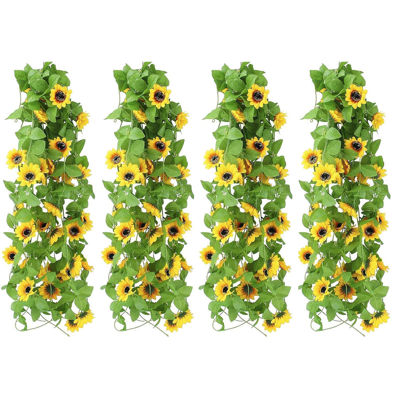 4 Packs 8.5Ft/Pcs Artificial Sunflower Garland Silk Sunflower Vine Yellow Flow