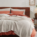 100% Cotton Throw Blankets For Couch - Waffle Weave Blankets For All Seasons, Cozy And Soft Woven Blankets, Lightweight Fall Throw Blankets, Light Beige/Linen, 50X70 Inches