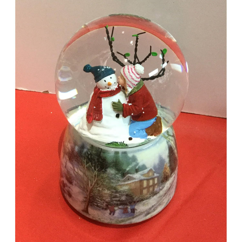 Charming Kids Kissing Snowman Musical 5 X 3.25 Resin Decorative Table Top Snow