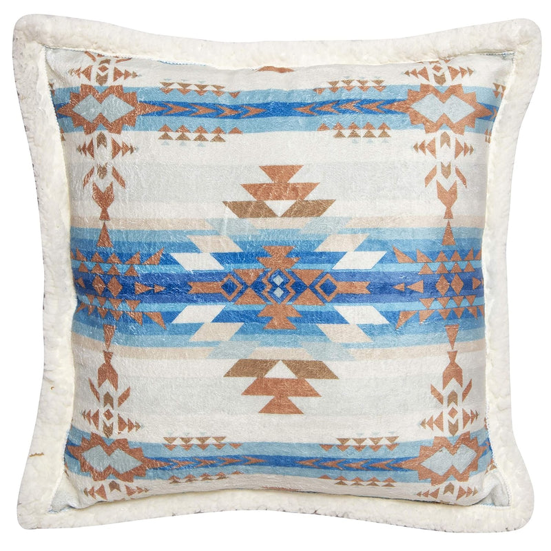 Wrangler Stack Rock Southwestern Sherpa 18X18 Throw Pillow, White