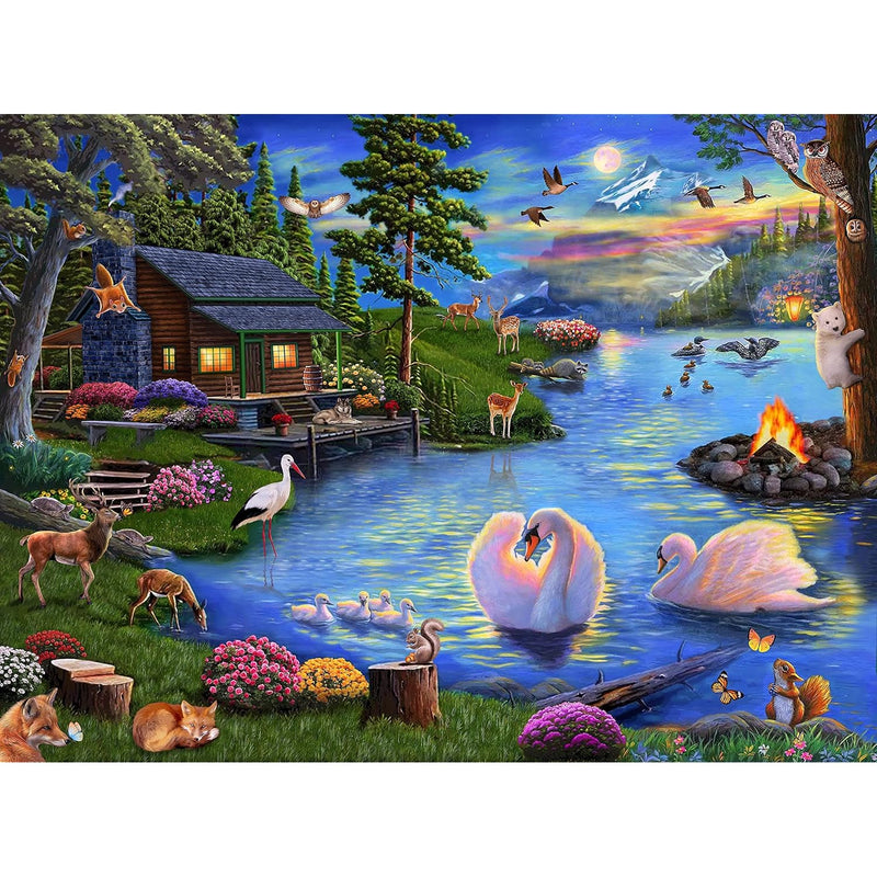 Jigsaw Puzzles For Adults 500 Piece Prime,Lakeside Holiday House Animal Puz