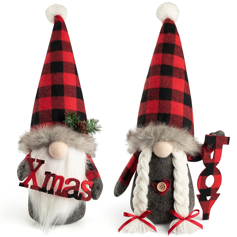 Christmas Gnomes Decorations, 2 Pack Handmade Tomte Swedish Gnome Scandinavian