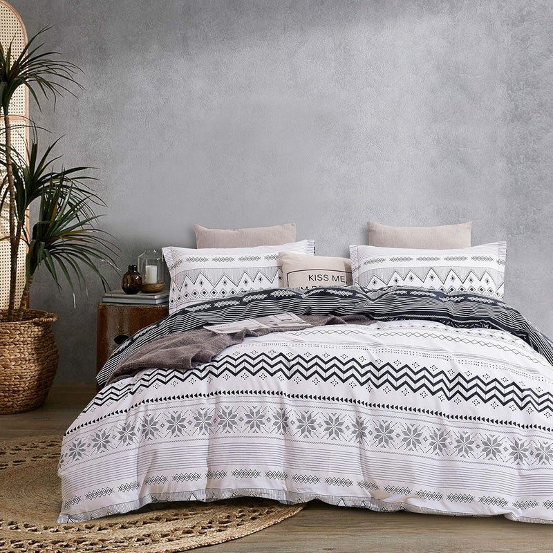Christmas Cotton Duvet Cover Queen,600 Thread Count Cotton 3Pcs Queen Duvet Co