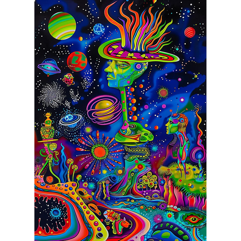 Puzzle Alien Land 1000 Pieces Rectangle Puzzle Fun Alien Theme Graffiti Col