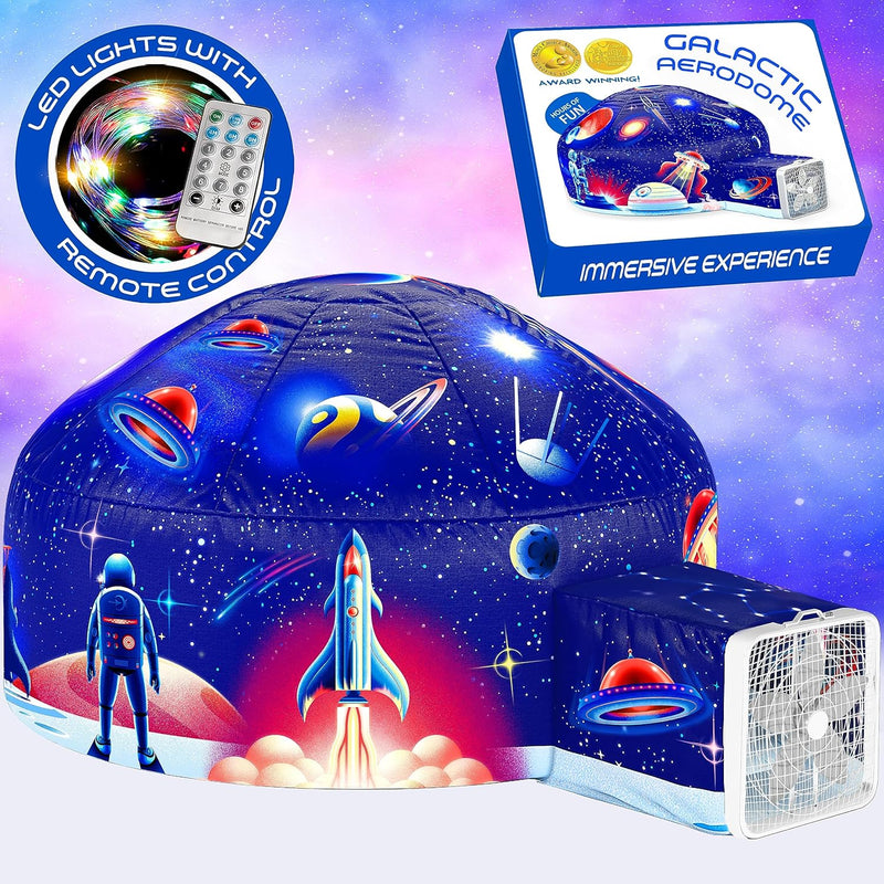 Galactic Aerodome With Led Lights Inflatable Space Fort For Kids Aged 3 12,