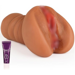 2 In 1 Male Masturbators, Adult Sex Toys With Realistic Textured Portable Pocket Pussy Stroker With 3D Vagina Clitoris For Adult Men Masturbation(Brown)