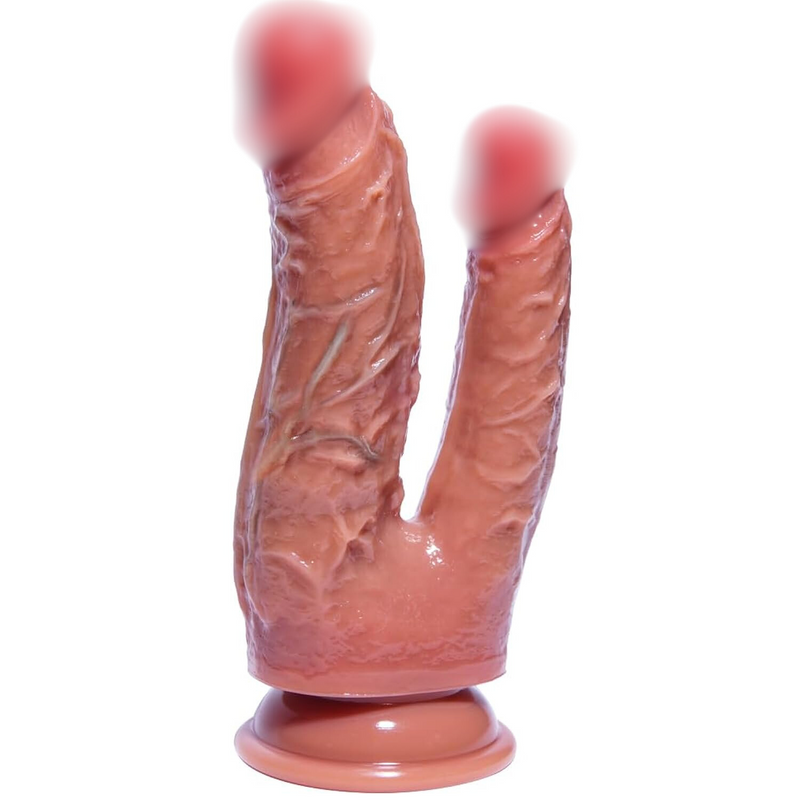 8.3 Inch Big Realistic Double Ended Dildo,Soft Liquid Silicone Double Sided Dildo, Suction Cup For Hands Free Play, Flexible Dildo Headed With Curved Shaft For Vaginal G-Spot And Anal Play Lesbian