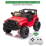 12V Battery Powered Truck Kids Ride On Car W/Rc, Led Light, Horn, Mp3, Red