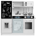 Pretend Play Kitchen Wooden Toy Set For Kids With Telephone, Utensils, Oven, Microwave - White