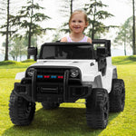12V Battery Powered Truck Kids Ride On Car W/Rc, Led Light, Horn, Mp3, White