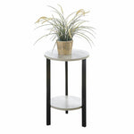 Graystone 24" Plant Stand In Gray Faux Birch Wood Finish And Black Metal Frame