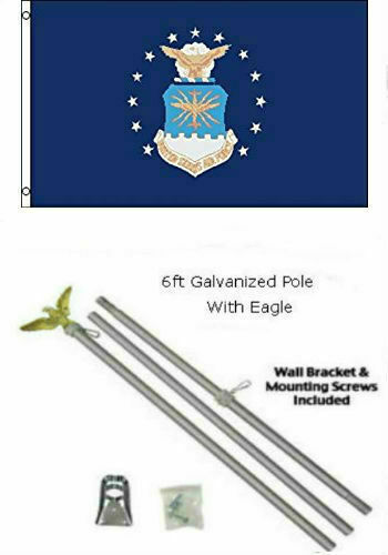 2X3 2'X3' U.S. Air Force Airforce Flag Galvanized Pole Kit Eagle Top