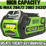 29472 For Greenworks 40V Lithium G-Max Battery 29462 29482 29252 20202 24252 6Ah