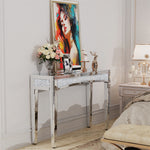 Modern Glass Rectangular Crystals Console Table Silver Desk Sofa Side Display