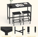 3-Piece Breakfast Table Set, Counter Height Dining Bar Table And 2 Chairs, Black