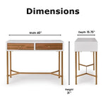 Jupiter Modern 2-Drawer Wood Desk Console Table In White