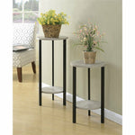 Graystone 24" Plant Stand In Gray Faux Birch Wood Finish And Black Metal Frame