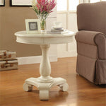 Avalon Hand Painted Round Accent table in Antique Beige Finish