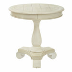 Avalon Hand Painted Round Accent table in Antique Beige Finish
