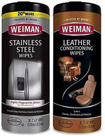 2Pk Stainless Steel Wipes And Leather Wipes W/ Free Microfiber Towel