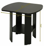 Espresso Brown Wooden End Table Accent Side Nightstand Storage Shelf Plant Stand