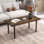 39” Coffee Table w/ Slatted Tabletop Rectangle Rubber Wood Living Room Brown