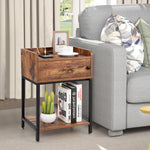 Nightstand End Table w/ Charging Station & 2 Power Outlets & 2 USB Ports