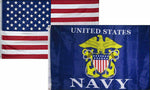 3X5 Wholesale Combo Usa American & U.S. Navy Usn Eagle Anchor Flag 3'X5' 2 Pack