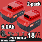 2Pack 18V Lithium Ion Battery for Porter Cable 18 Volt PC18B PC18BL PC18BLX Tool