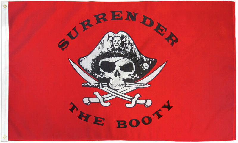 2'x3' Surrender The Booty Flag Jolly Roger Pirate Skull Outdoor Banner 2x3 100D
