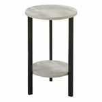 Graystone 24" Plant Stand In Gray Faux Birch Wood Finish And Black Metal Frame