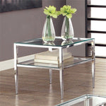 Furniture of America Venzini Square Metal End Table in Chrome