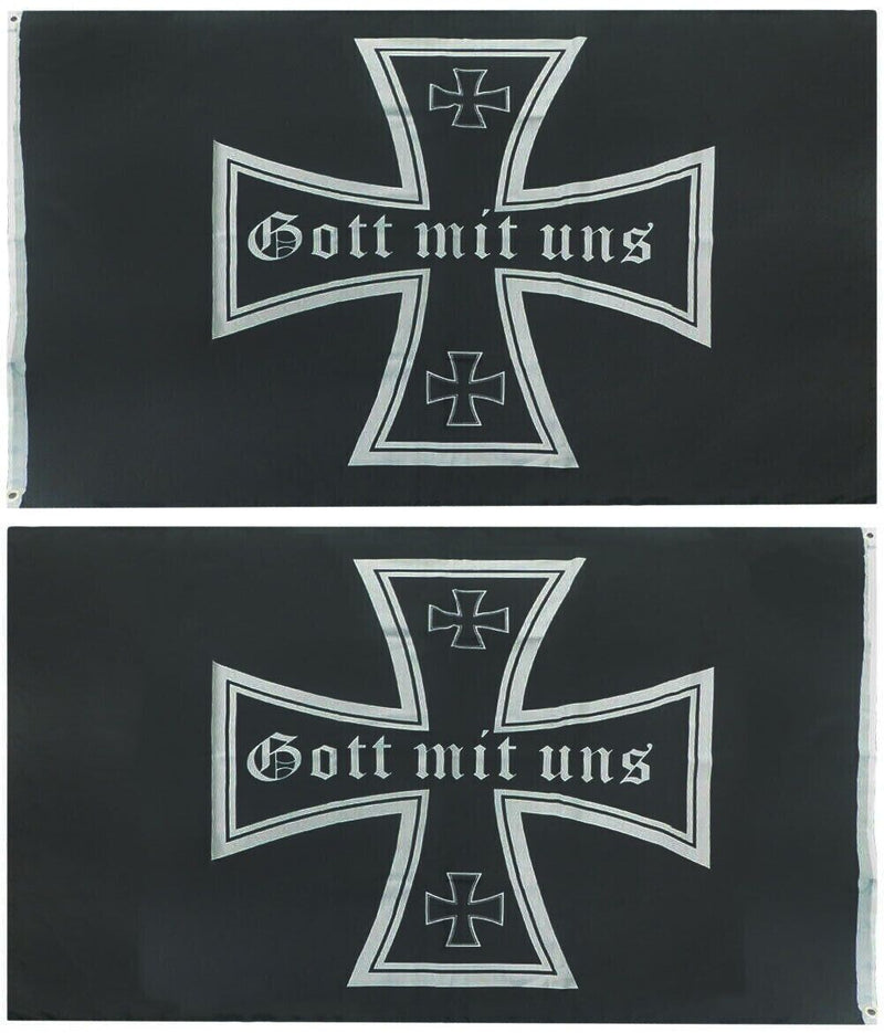 Mit Uns German Naval Jack Black White Woven Poly Nylon Double Sided 3'X5' Flag