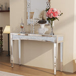 Modern Glass Rectangular Crystals Console Table Silver Desk Sofa Side Display