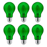 6-Pack Sunlite LED Transparent Green A19 Filament Bulbs, 4.5 Watts, Dimmable