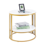 Marble End Table Sofa Side 2Tier End Storage Shelf Living Room Bedroom Furniture