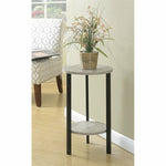 Graystone 24" Plant Stand In Gray Faux Birch Wood Finish And Black Metal Frame