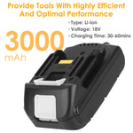 2Pack Fit For Makita 18V 3.0Ah LXT400 Li-ion BL1830 BL1815 194205-3 Tool Battery