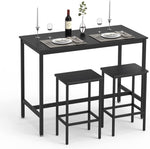 3-Piece Breakfast Table Set, Counter Height Dining Bar Table And 2 Chairs, Black
