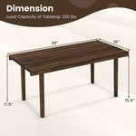 39” Coffee Table w/ Slatted Tabletop Rectangle Rubber Wood Living Room Brown