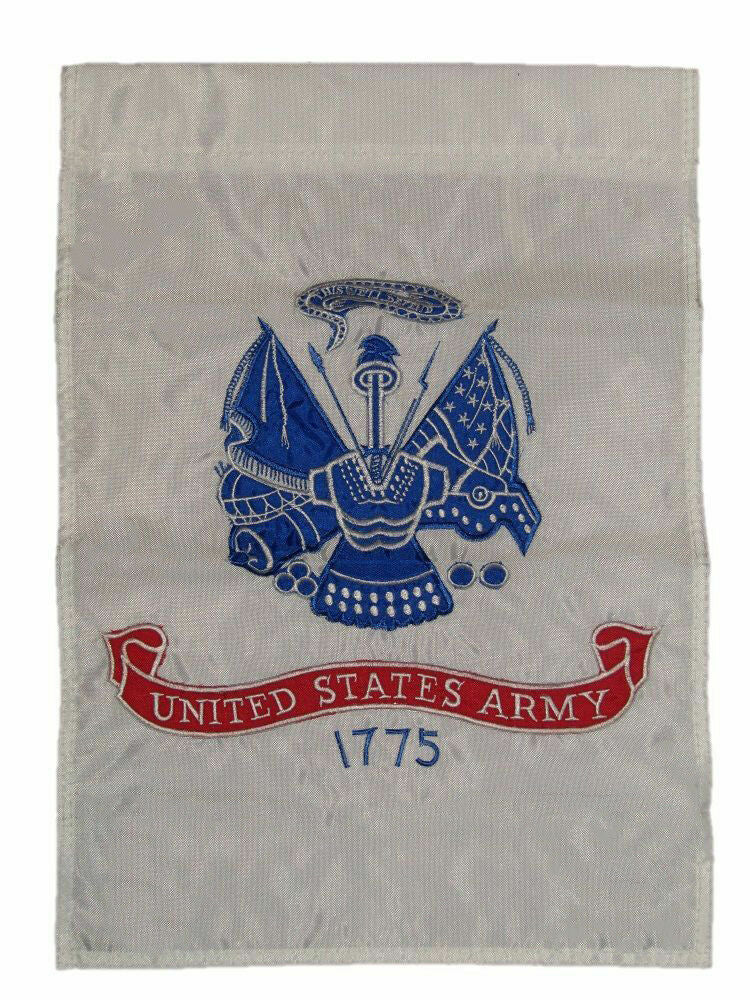 12X18 U.S. Army Emblem White Nylon Embroidered Sleeved Garden Flag 12"X18"