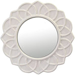 Decorative 9 Ivory Round Floral Ceramic Accent Wall Mirror
