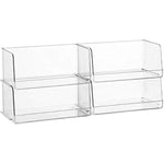 Set of 4 Clear Pantry Organizer Bins with Wide Open Front, 12" Wide