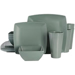 Soho Grayson Square Melamine Dinnerware Set Service For Four 16Pcs