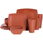 Soho Grayson Square Melamine Dinnerware Set Service For Four 16Pcs