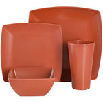 Soho Grayson Square Melamine Dinnerware Set Service For Four 16Pcs